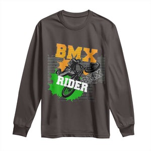 BMX Rider Cyclist Bicycle Long Sleeve Shirt TS09 Dark Chocolate Print Your Wear