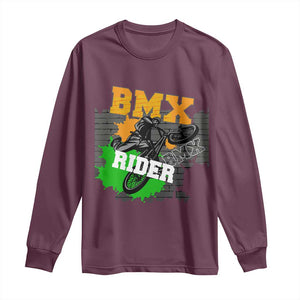 BMX Rider Cyclist Bicycle Long Sleeve Shirt TS09 Maroon Print Your Wear