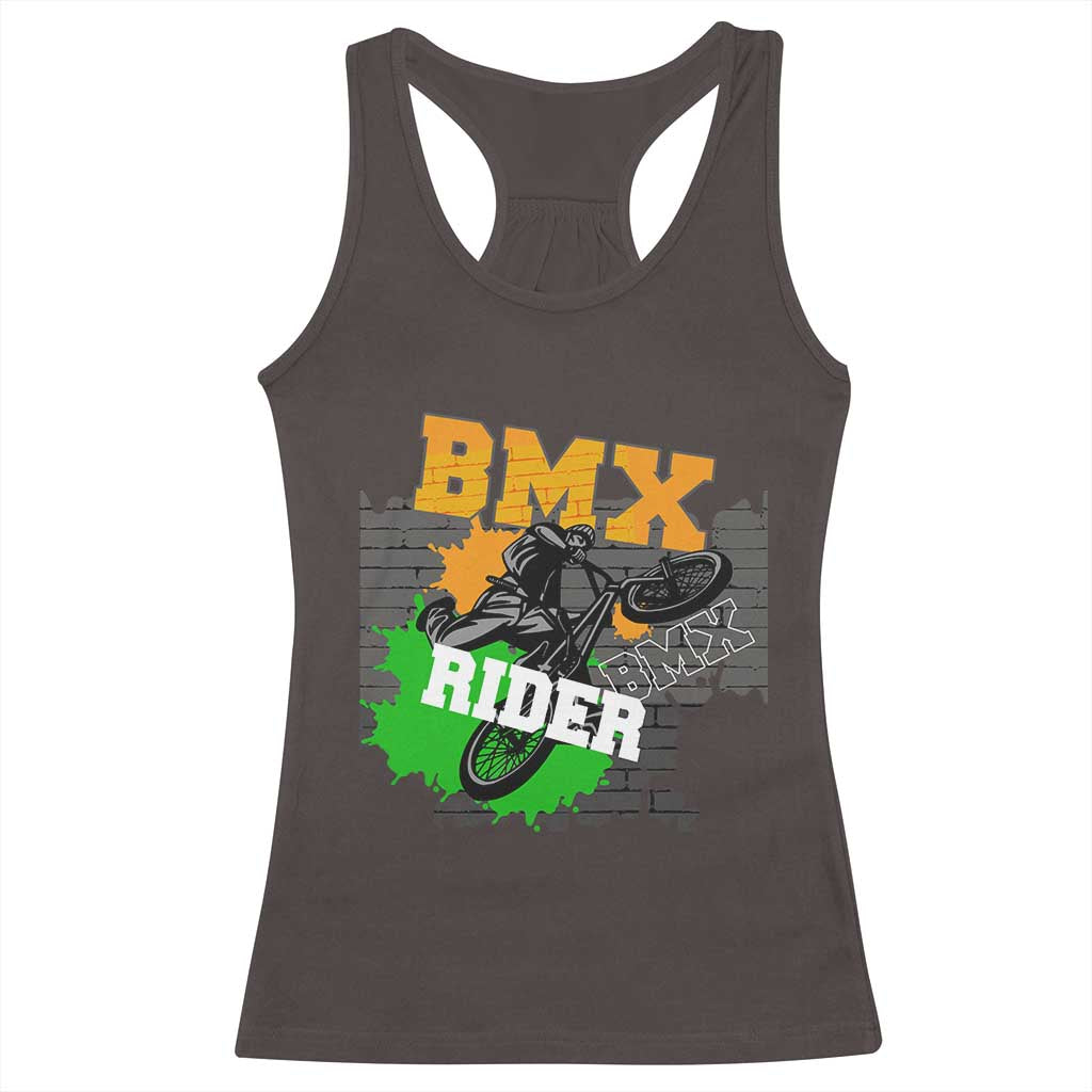 BMX Rider Cyclist Bicycle Racerback Tank Top TS09 Dark Chocolate Print Your Wear