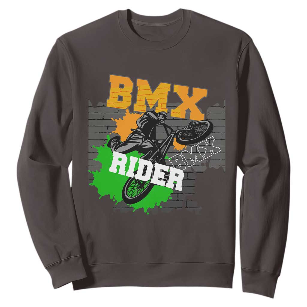 BMX Rider Cyclist Bicycle Sweatshirt TS09 Dark Chocolate Print Your Wear