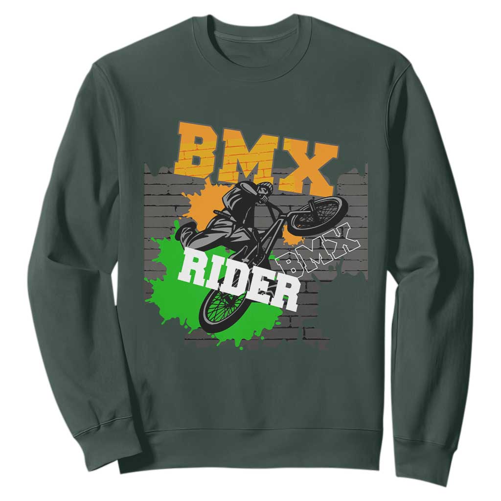 BMX Rider Cyclist Bicycle Sweatshirt TS09 Dark Forest Green Print Your Wear