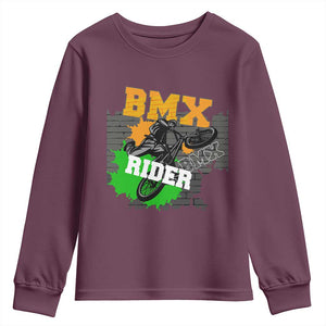 BMX Rider Cyclist Bicycle Youth Sweatshirt TS09 Maroon Print Your Wear