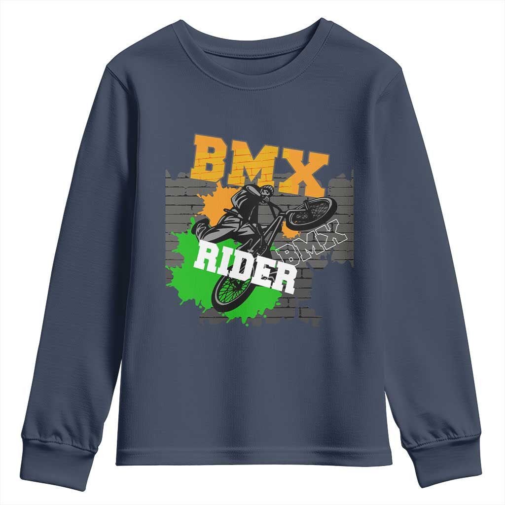 BMX Rider Cyclist Bicycle Youth Sweatshirt TS09 Navy Print Your Wear