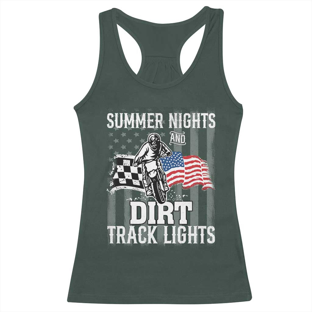 Dirt Bike Racerback Tank Top Summer Nights Dirt Track Lights Racing TS09 Dark Forest Green Print Your Wear