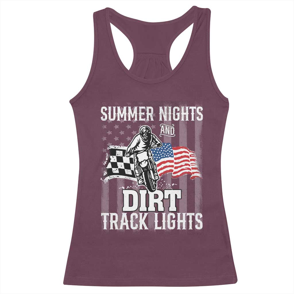 Dirt Bike Racerback Tank Top Summer Nights Dirt Track Lights Racing TS09 Maroon Print Your Wear
