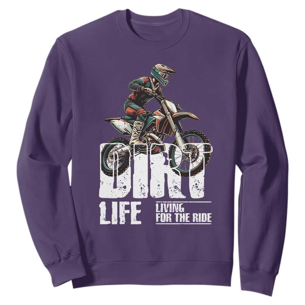 Dirt Bike Sweatshirt Dirt Life Living For The Ride TS09 Purple Print Your Wear