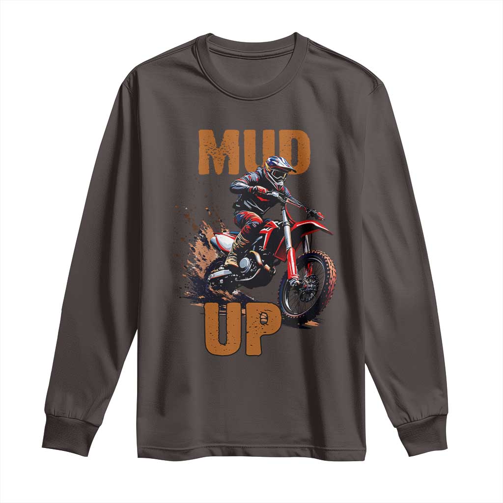 Dirt Bike Mud Up Long Sleeve Shirt TS09 Dark Chocolate Print Your Wear