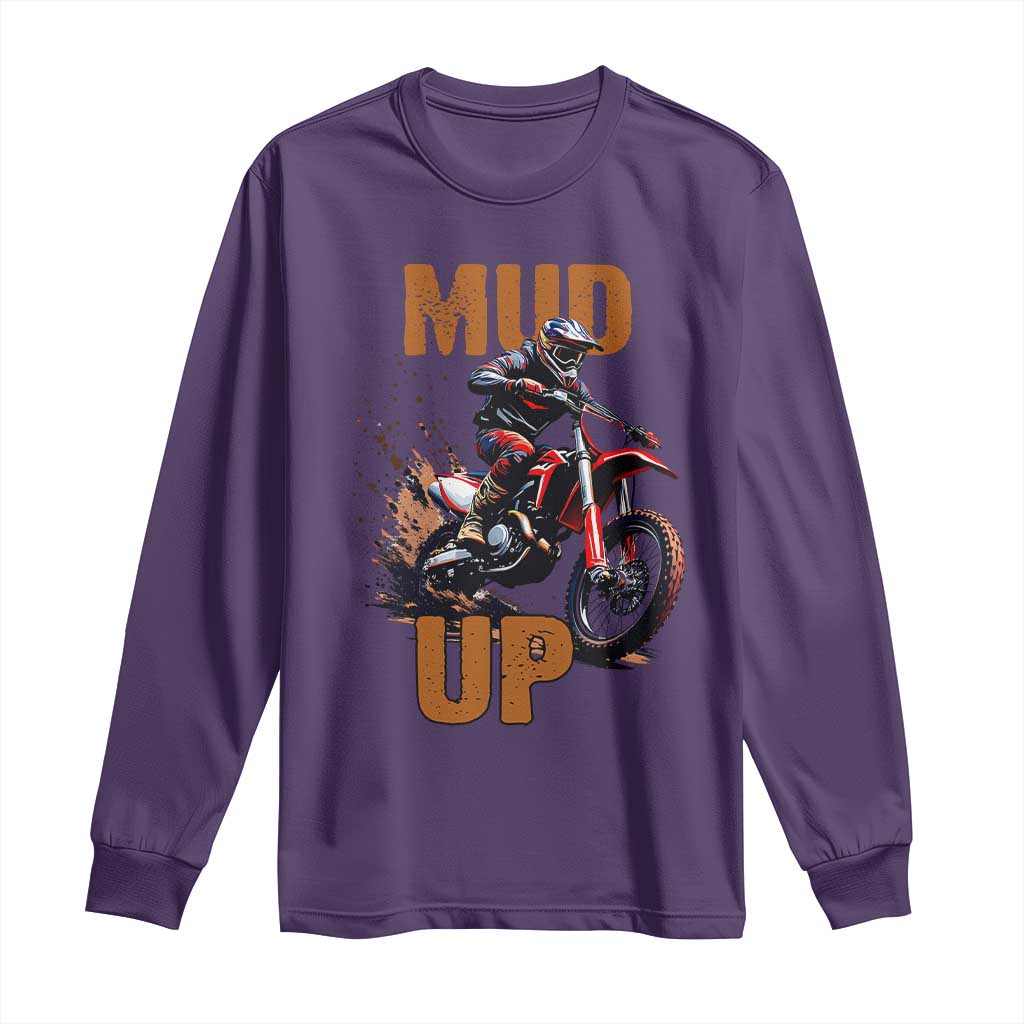 Dirt Bike Mud Up Long Sleeve Shirt TS09 Purple Print Your Wear