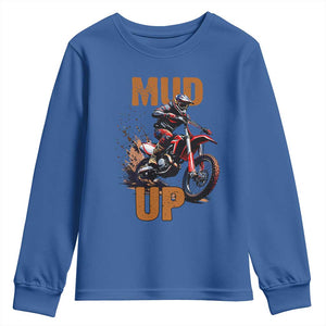 Dirt Bike Mud Up Youth Sweatshirt TS09 Royal Blue Print Your Wear