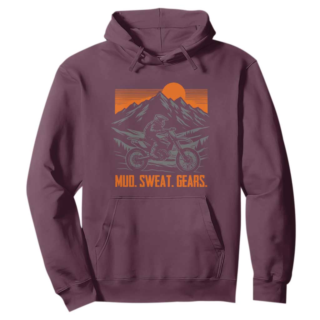 Mud Sweat Gears Dirt Bike Hoodie TS09 Maroon Print Your Wear