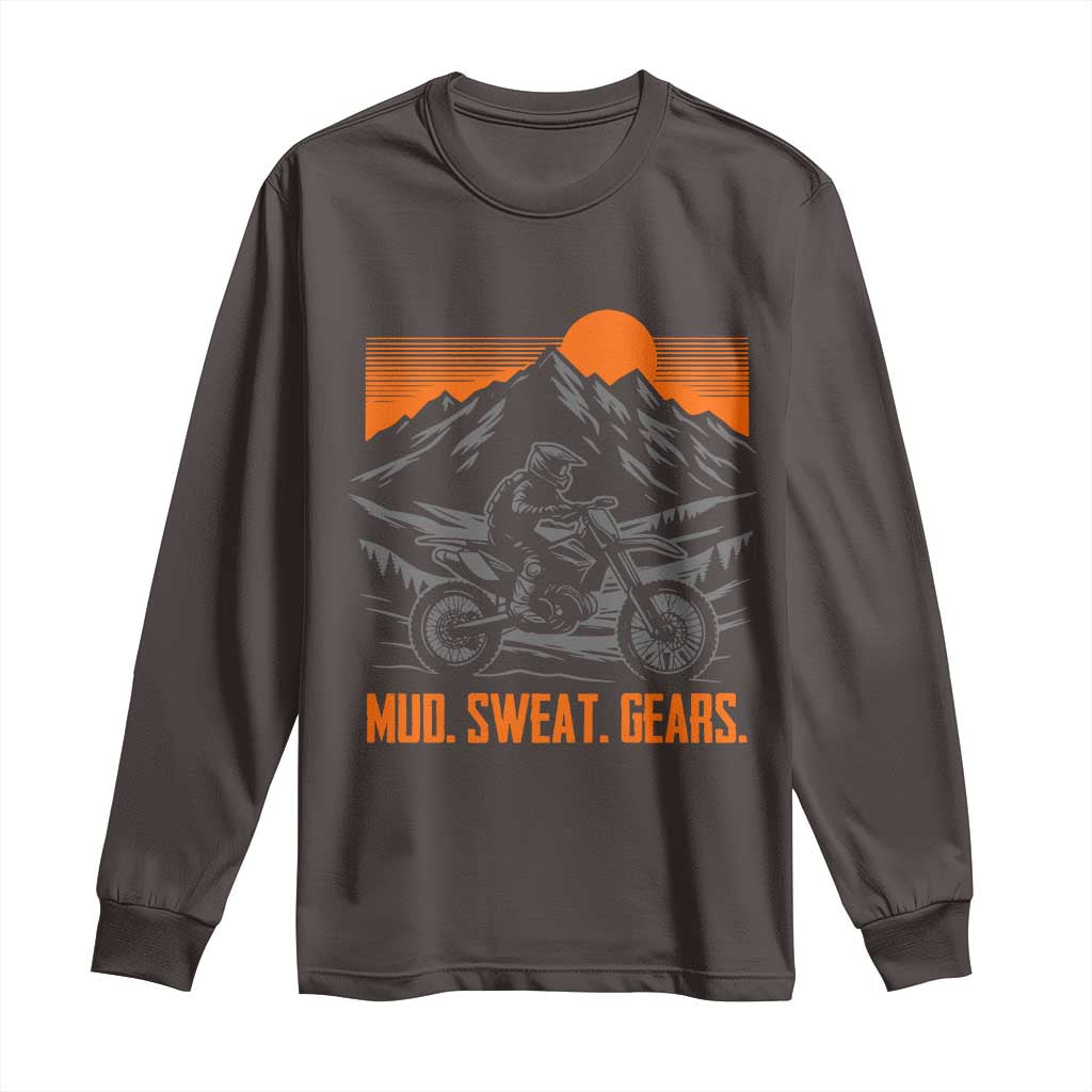 Mud Sweat Gears Dirt Bike Long Sleeve Shirt TS09 Dark Chocolate Print Your Wear