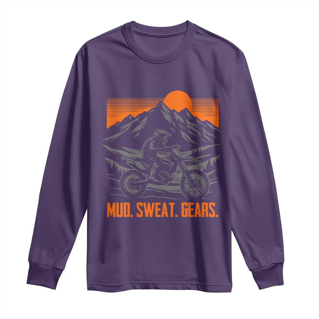 Mud Sweat Gears Dirt Bike Long Sleeve Shirt TS09 Purple Print Your Wear