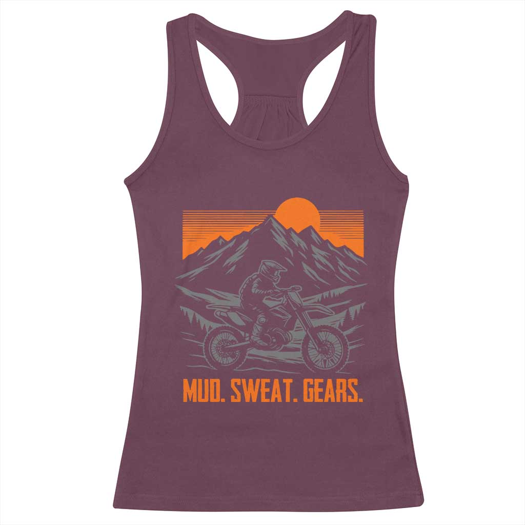 Mud Sweat Gears Dirt Bike Racerback Tank Top TS09 Maroon Print Your Wear