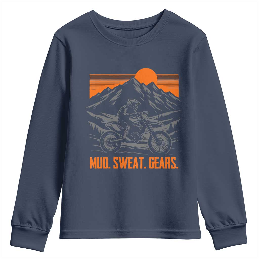 Mud Sweat Gears Dirt Bike Youth Sweatshirt TS09 Navy Print Your Wear
