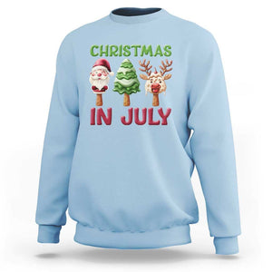 Christmas In July Sweatshirt Ice Cream Santa Christmas Tree Reindeer TS09 Light Blue Print Your Wear