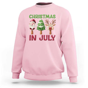 Christmas In July Sweatshirt Ice Cream Santa Christmas Tree Reindeer TS09 Light Pink Print Your Wear