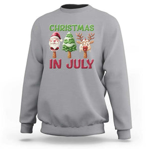 Christmas In July Sweatshirt Ice Cream Santa Christmas Tree Reindeer TS09 Sport Gray Print Your Wear