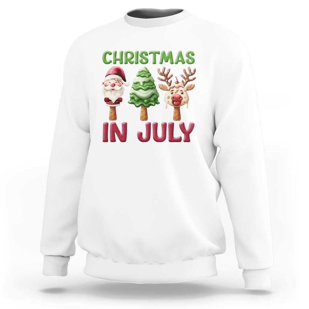 Christmas In July Sweatshirt Ice Cream Santa Christmas Tree Reindeer TS09 White Print Your Wear