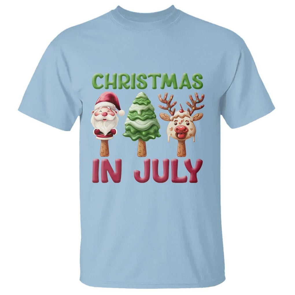 Christmas In July T Shirt Ice Cream Santa Christmas Tree Reindeer TS09 Light Blue Print Your Wear