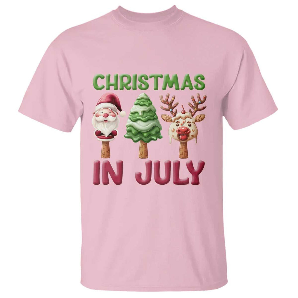 Christmas In July T Shirt Ice Cream Santa Christmas Tree Reindeer TS09 Light Pink Print Your Wear