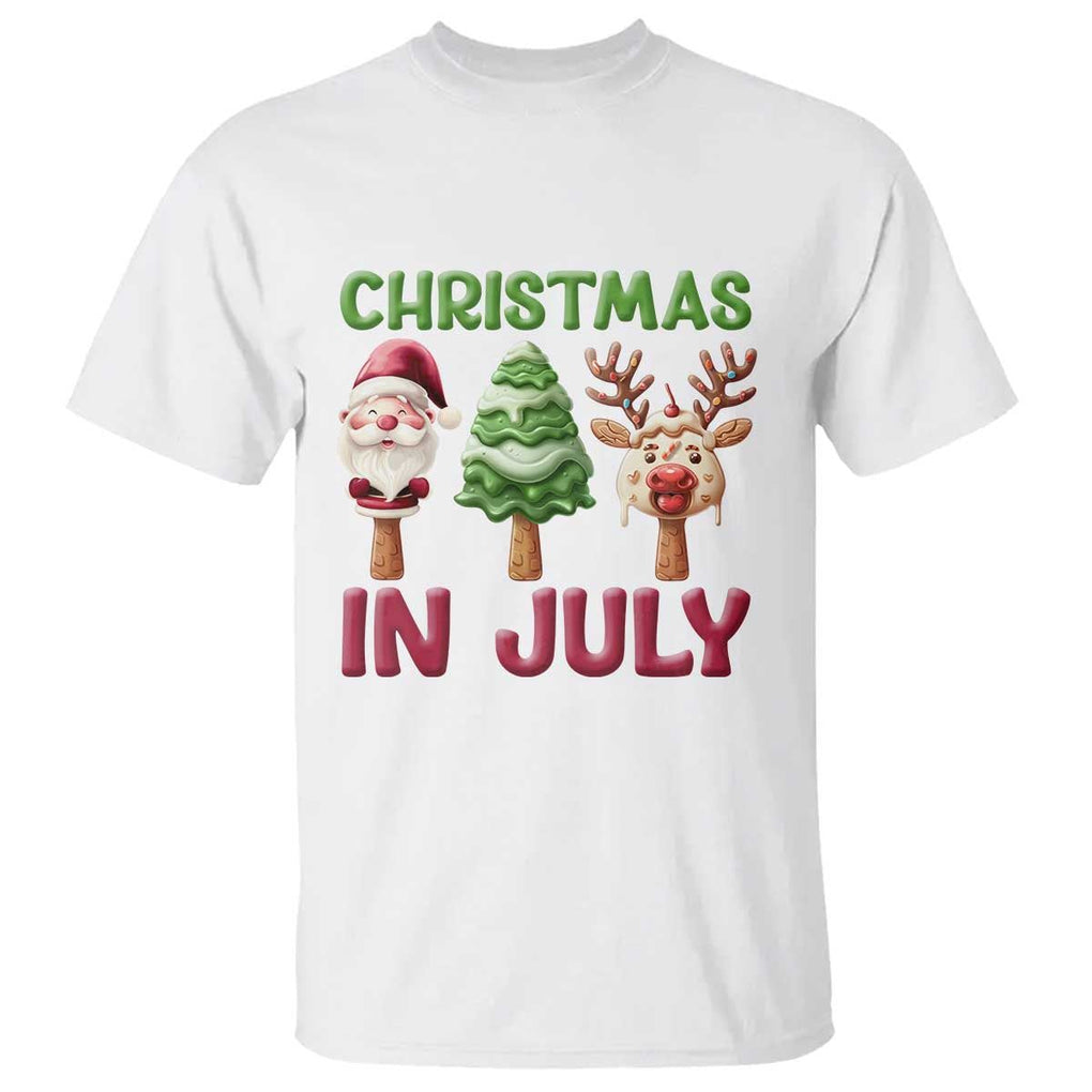 Christmas In July T Shirt Ice Cream Santa Christmas Tree Reindeer TS09 White Print Your Wear