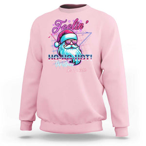 Funny Christmas In Hawaii Sweatshirt Retro Santa Feelin' Ho Ho Hot TS09 Light Pink Print Your Wear