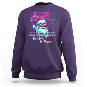 Funny Christmas In Hawaii Sweatshirt Retro Santa Feelin' Ho Ho Hot TS09 Purple Print Your Wear