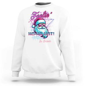 Funny Christmas In Hawaii Sweatshirt Retro Santa Feelin' Ho Ho Hot TS09 White Print Your Wear