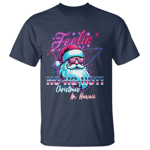 Funny Christmas In Hawaii T Shirt Retro Santa Feelin' Ho Ho Hot TS09 Navy Print Your Wear