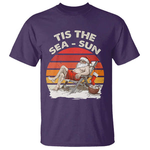 Funny Christmas In July T Shirt Tis The Sea Sun Santa At The Beach TS09 Purple Print Your Wear