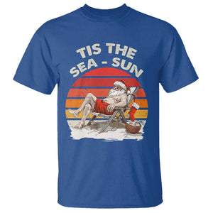 Funny Christmas In July T Shirt Tis The Sea Sun Santa At The Beach TS09 Royal Blue Print Your Wear