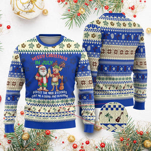 Tropical Xmas Ugly Christmas Sweater Give Me A Drink And Sunshine TS09 Blue Print Your Wear
