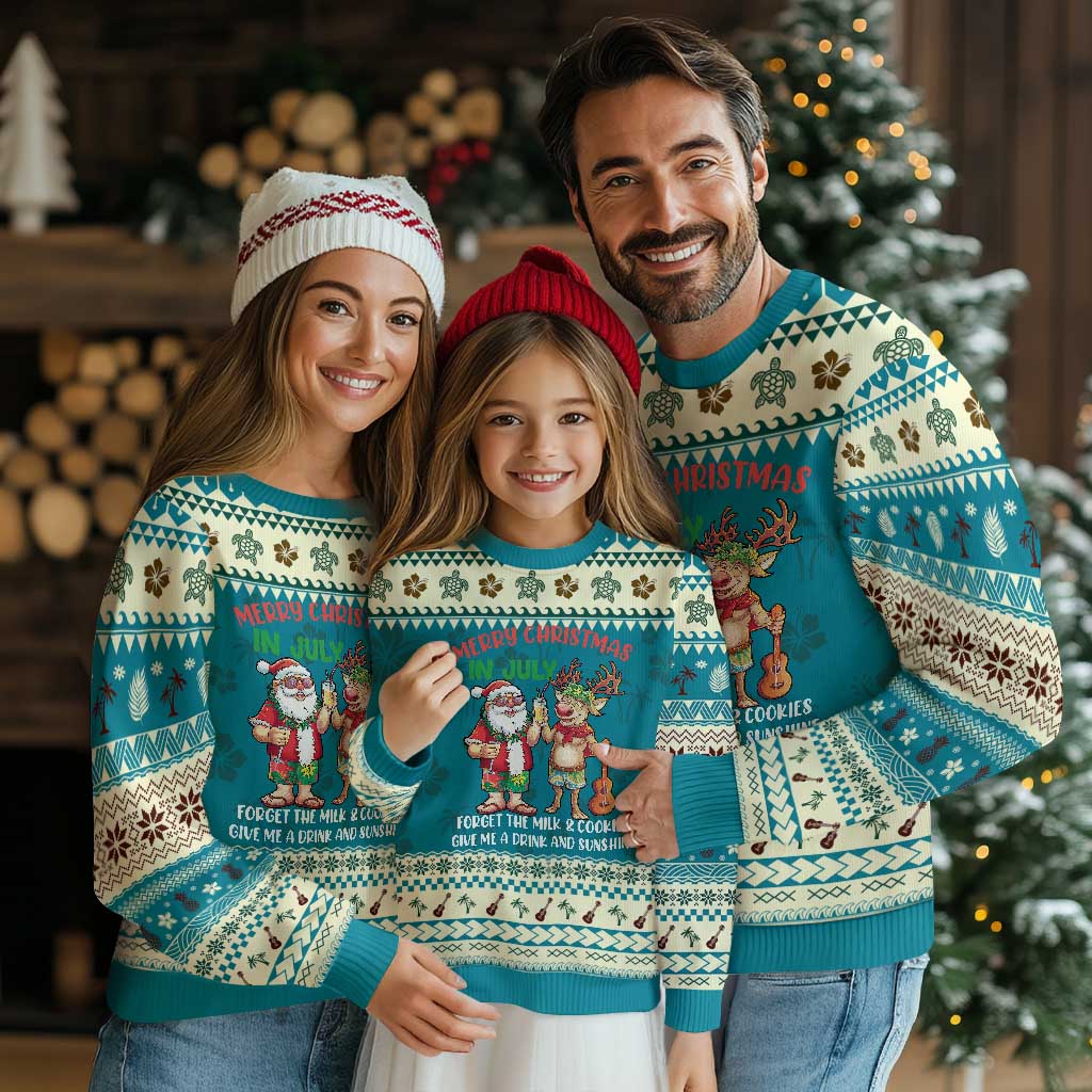 Tropical Xmas Ugly Christmas Sweater Give Me A Drink And Sunshine TS09 Teal Print Your Wear
