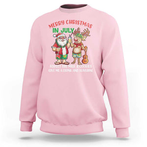 Funny Christmas In July Sweatshirt Give Me A Drink And Sunshine TS09 Light Pink Print Your Wear