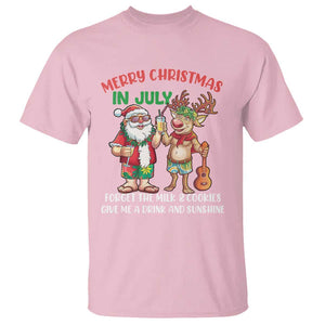 Funny Christmas In July T Shirt Give Me A Drink And Sunshine TS09 Light Pink Print Your Wear