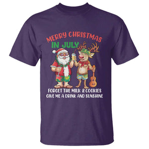 Funny Christmas In July T Shirt Give Me A Drink And Sunshine TS09 Purple Print Your Wear