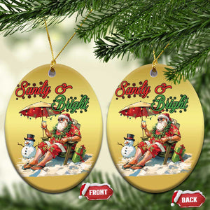 Tropical Xmas Christmas Ornament Sandy And Bright Santa At The Beach TS09 Oval Gold Print Your Wear