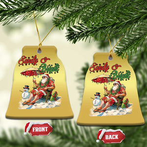 Tropical Xmas Christmas Ornament Sandy And Bright Santa At The Beach TS09 Bell Flake Gold Print Your Wear