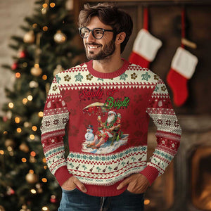 Tropical Xmas Ugly Christmas Sweater Sandy And Bright Santa At The Beach TS09 Hibiscus Print Your Wear