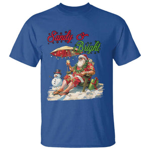 Funny Christmas In July T Shirt Sandy And Bright Santa At The Beach TS09 Royal Blue Print Your Wear