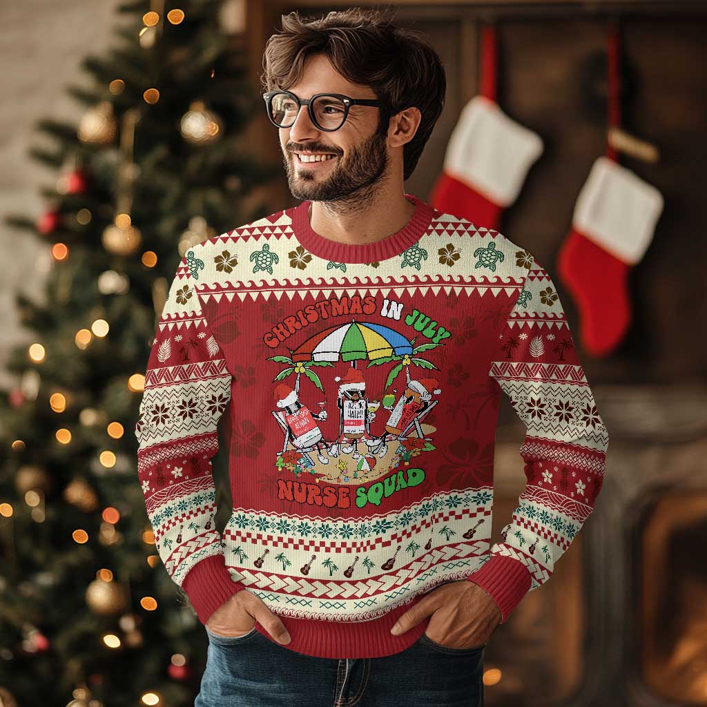 Funny Tropical Xmas Nurse Squad Ugly Christmas Sweater TS09 Hibiscus Print Your Wear