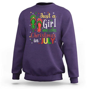 Just A Girl Who Loves Christmas In July Sweatshirt TS09 Purple Print Your Wear