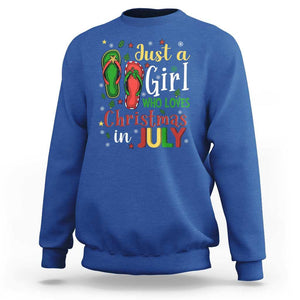 Just A Girl Who Loves Christmas In July Sweatshirt TS09 Royal Blue Print Your Wear