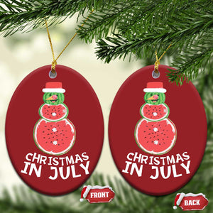 Funny Tropical Xmas Christmas Ornament Watermelon Summer Snowman TS09 Oval Red Print Your Wear