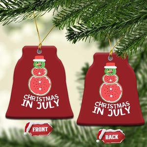 Funny Tropical Xmas Christmas Ornament Watermelon Summer Snowman TS09 Bell Flake Red Print Your Wear