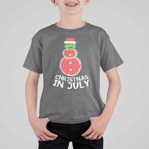 Funny Christmas In July Watermelon Summer Snowman T Shirt For Kid TS09 Charcoal Print Your Wear