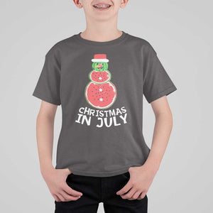 Funny Christmas In July Watermelon Summer Snowman T Shirt For Kid TS09 Dark Chocolate Print Your Wear