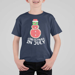 Funny Christmas In July Watermelon Summer Snowman T Shirt For Kid TS09 Navy Print Your Wear