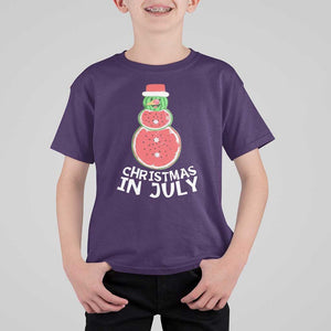 Funny Christmas In July Watermelon Summer Snowman T Shirt For Kid TS09 Purple Print Your Wear