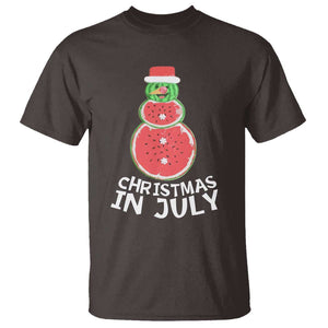 Funny Christmas In July Watermelon Summer Snowman T Shirt TS09 Dark Chocolate Print Your Wear